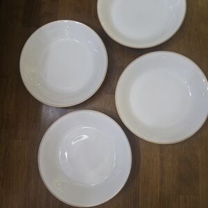 Limoges France Old Abbey Soup Pasta Bowls Set of 4 Gold Rim Double Band Classic